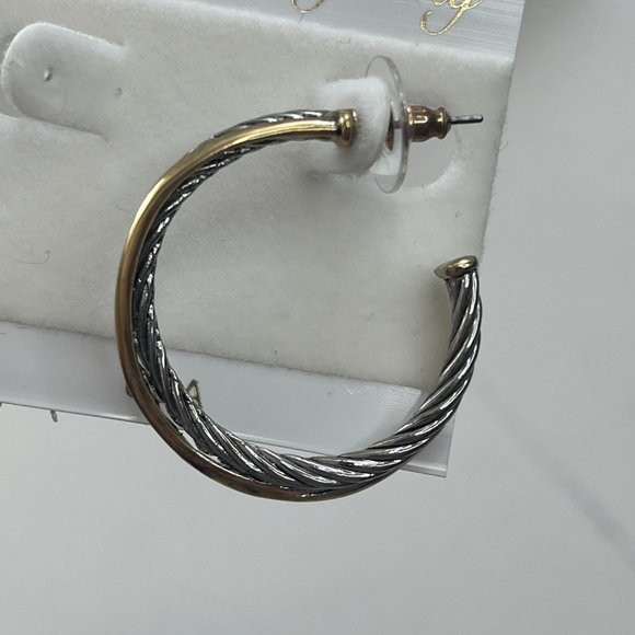 Silver and gold colored hoop earrings - Picture 3 of 7